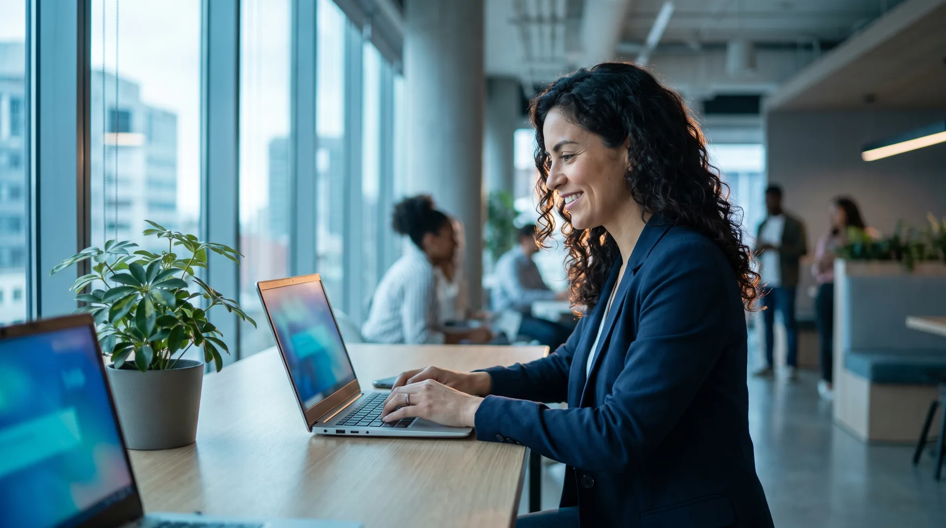 Profesional trabajando en el sitio web de su empresa
